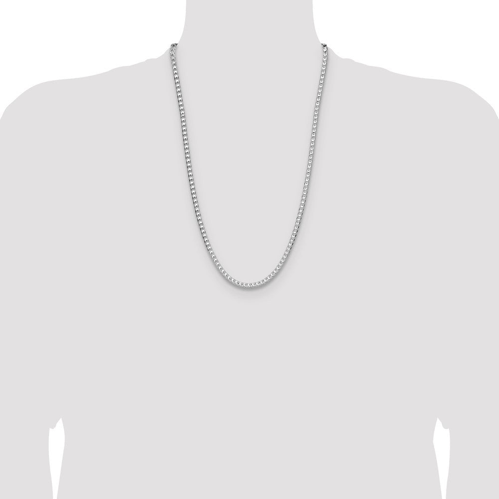 Sterling Silver 4.7mm Diamond-Cut Square Franco Chain Necklace 26"