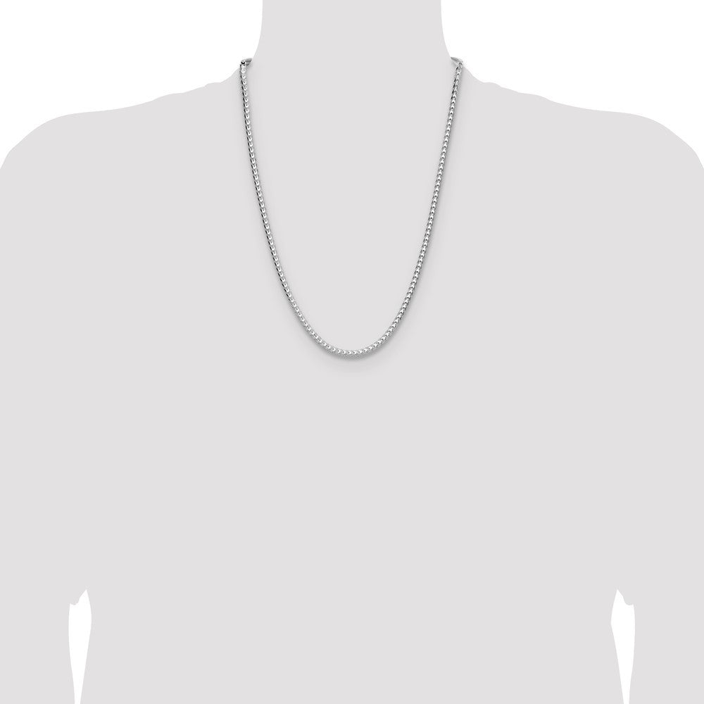 Sterling Silver 4.0mm Diamond-Cut Square Franco Chain Necklace 24"