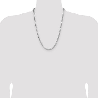 Sterling Silver 4.0mm Diamond-Cut Square Franco Chain Necklace 24"