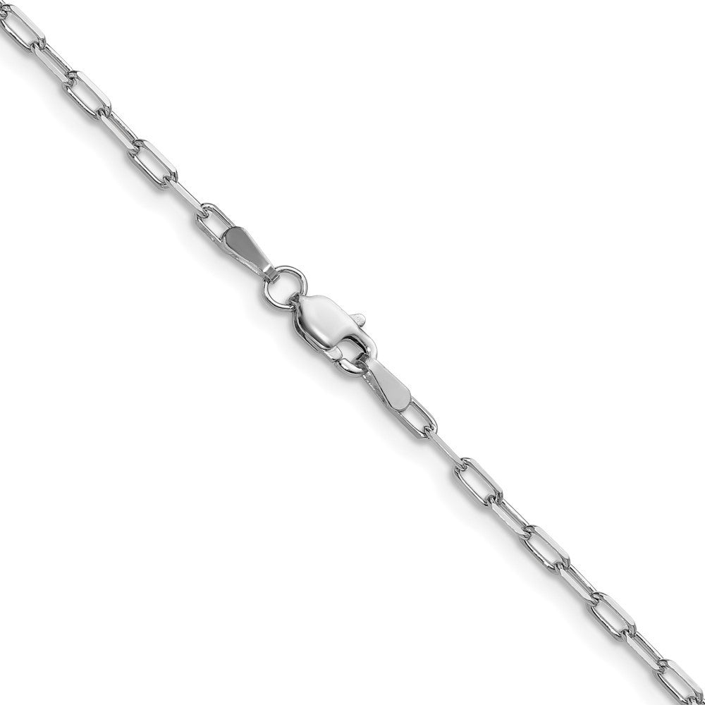 14k White Gold 2.1mm Solid Beveled Paperclip Chain Necklace 16"