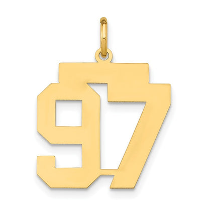 14k Yellow Gold Medium Polished Number 97 Charm Pendant
