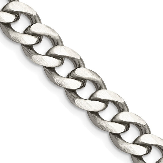 Sterling Silver Antiqued 8.3mm Curb Chain Necklace 26"