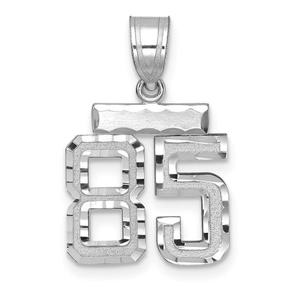 14k White Gold Small Brushed Diamond-cut Number 85 Charm Pendant