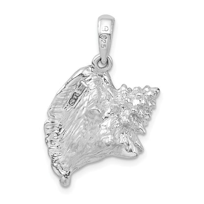 Sterling Silver Rhodium-Plated Polished 3D Large Conch Shell Pendant