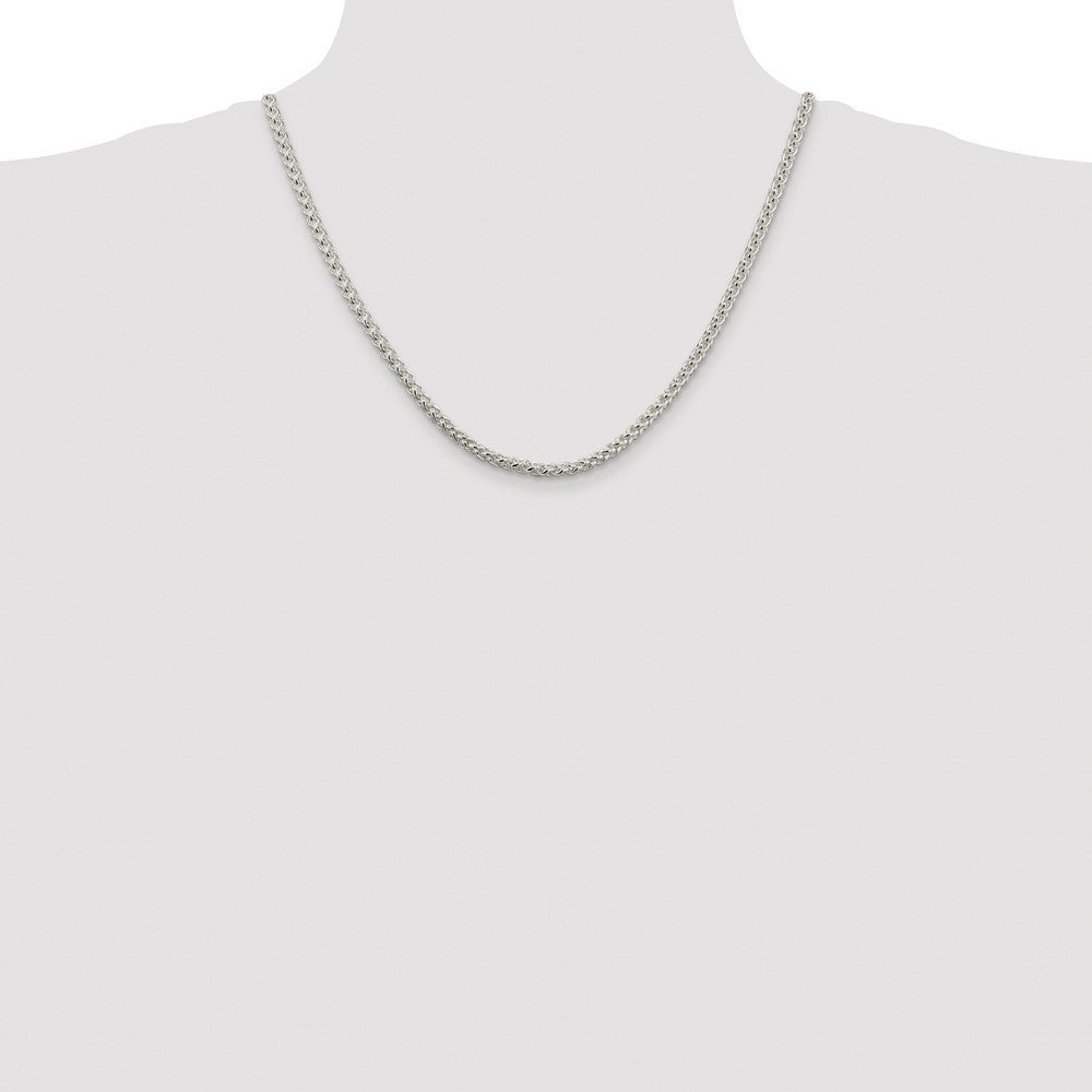 Sterling Silver Rhodium-plated 4mm Round Spiga Chain Necklace 20"