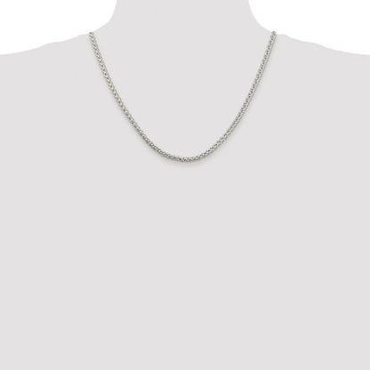 Sterling Silver Rhodium-plated 4mm Round Spiga Chain Necklace 20"