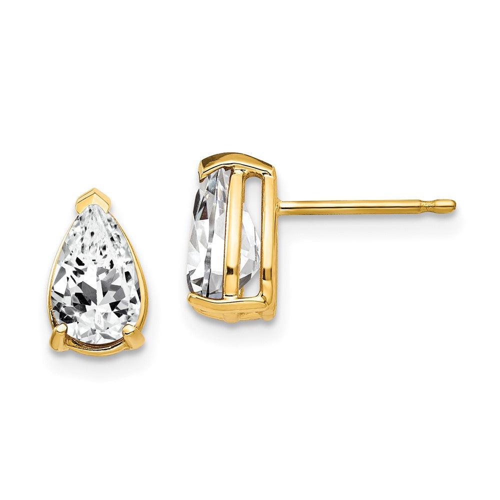 14k Yellow Gold 8x5mm Pear Cubic Zirconia Stud Earrings