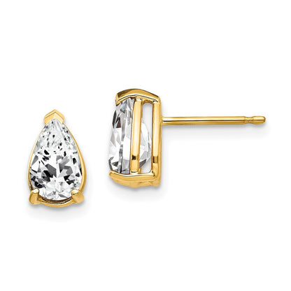14k Yellow Gold 8x5mm Pear Cubic Zirconia Stud Earrings