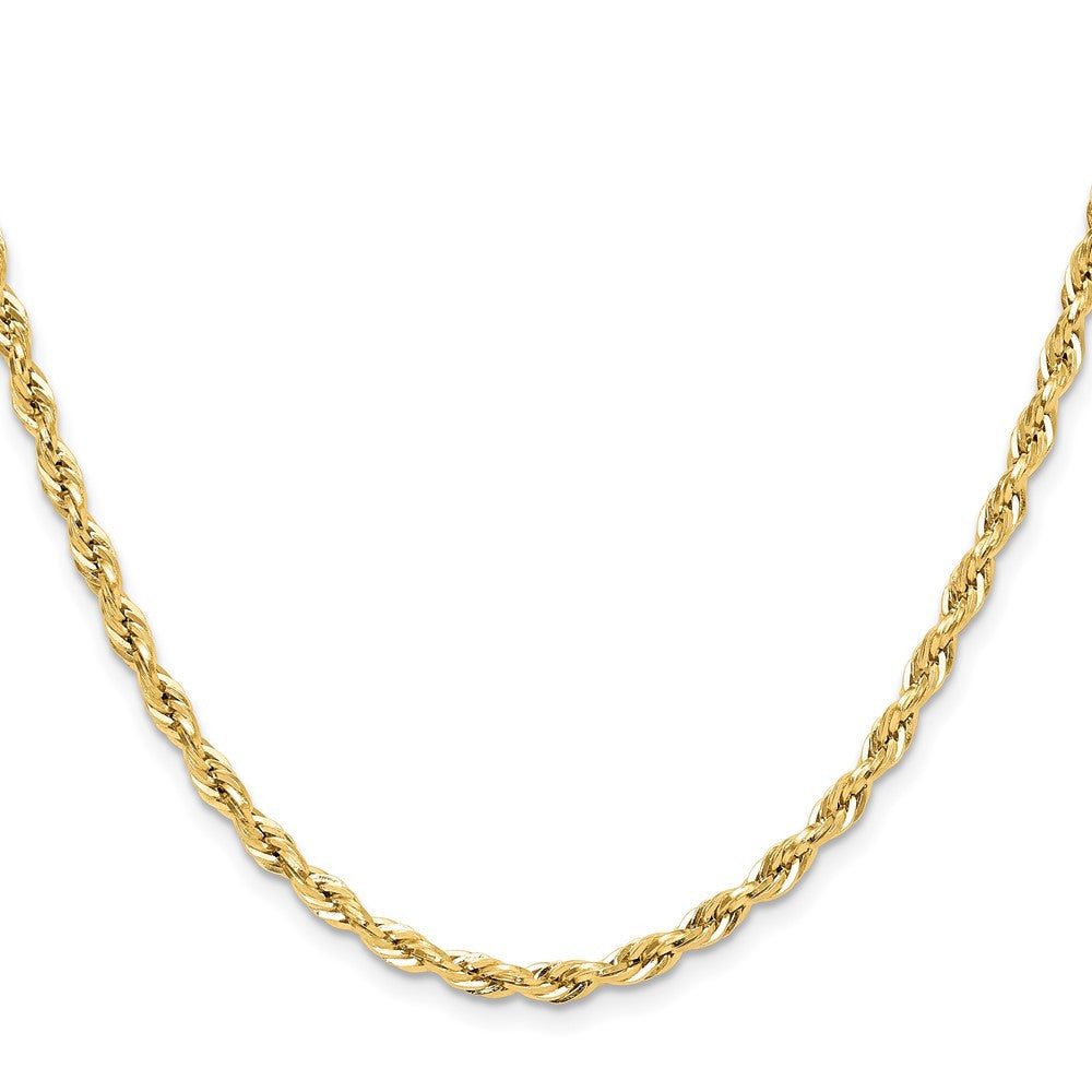 14k Yellow Gold 3.5mm Semi-Solid Rope Chain Necklace 24"