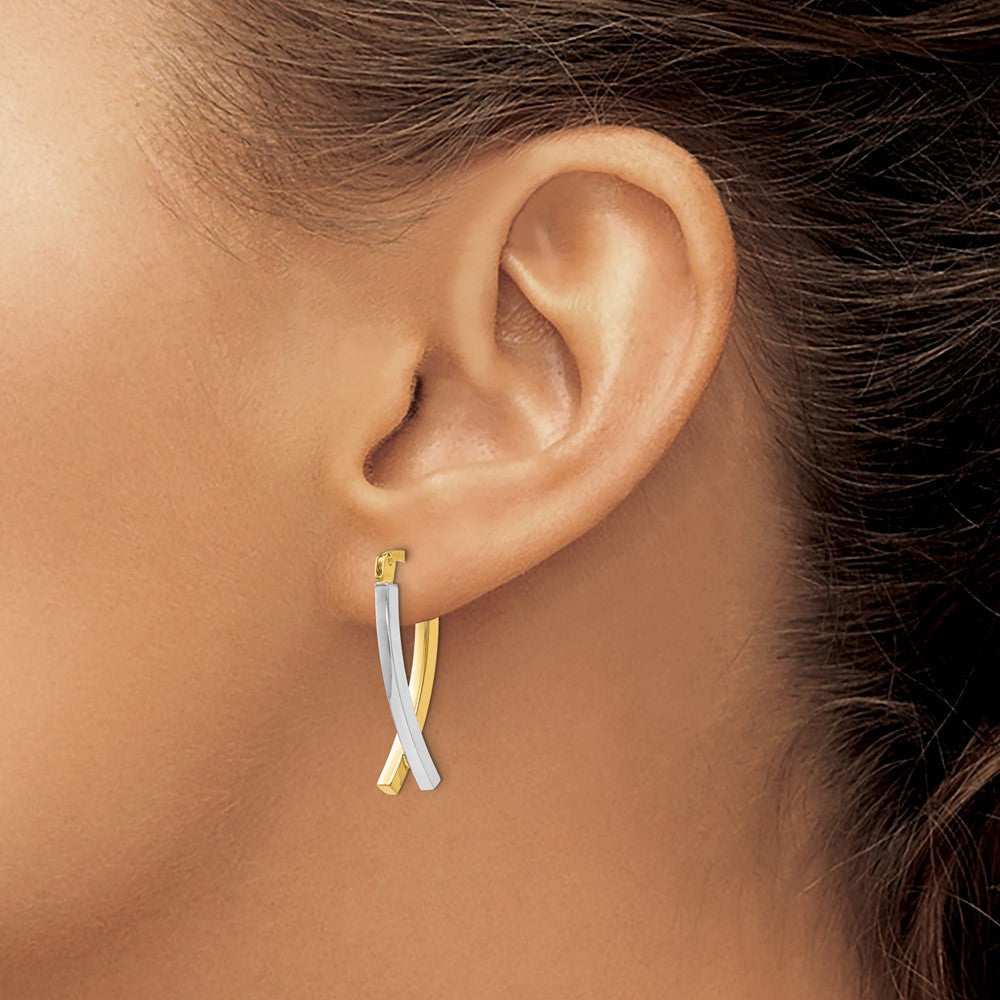 14K Two-tone Hinged Tube Drop & Dangle Earrings