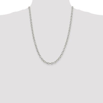 Sterling Silver 6.25mm Fancy Patterned Rolo Chain Necklace 24"