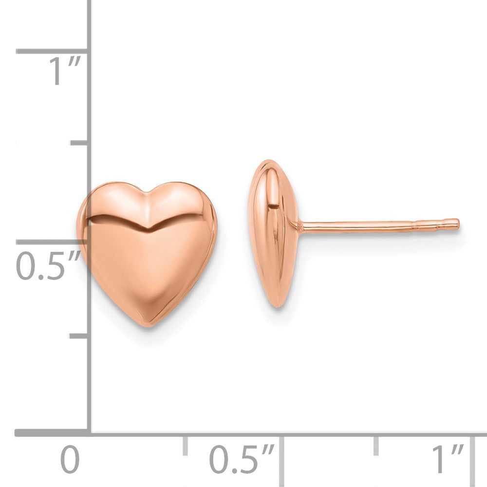 14K Rose Gold Polished Puffed Heart Stud Earrings