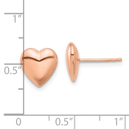 14K Rose Gold Polished Puffed Heart Stud Earrings