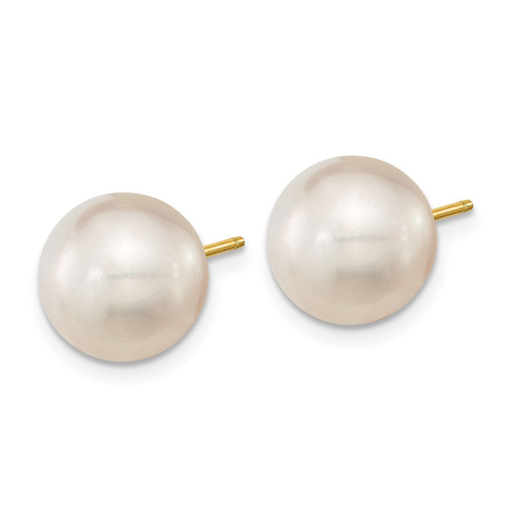 14k Yellow Gold 11mm White South Sea Saltwater Cultured Pearl Stud Earrings