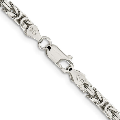 Sterling Silver 3.25mm Byzantine Chain Necklace 22"