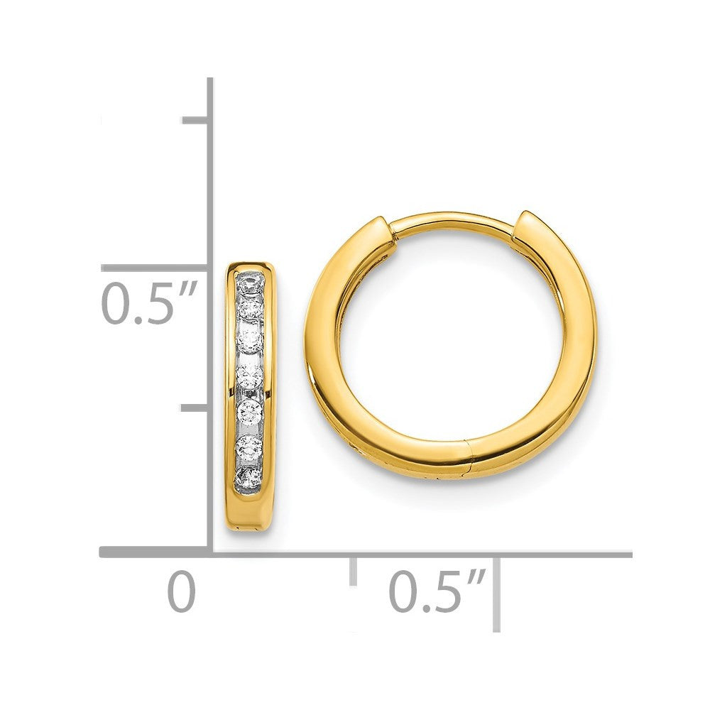 14k Yellow Gold Diamond Hinged Hoop Earrings