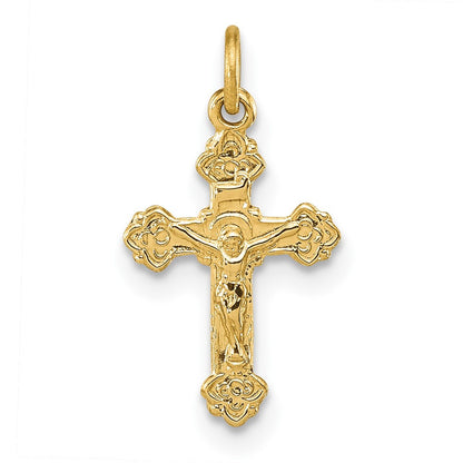 14k Yellow Gold INRI Hollow Crucifix Pendant