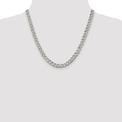 Sterling Silver Rhodium-plated 7.5mm Pav� Curb Chain Necklace 20"