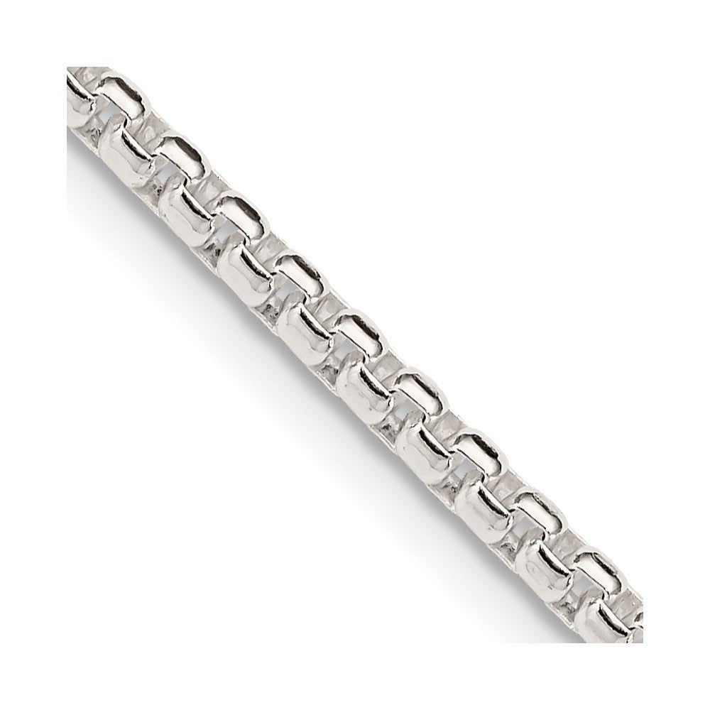 Sterling Silver 2.6mm Round Box Chain Necklace 36"