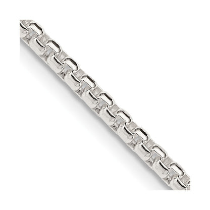 Sterling Silver 2.6mm Round Box Chain Necklace 36"