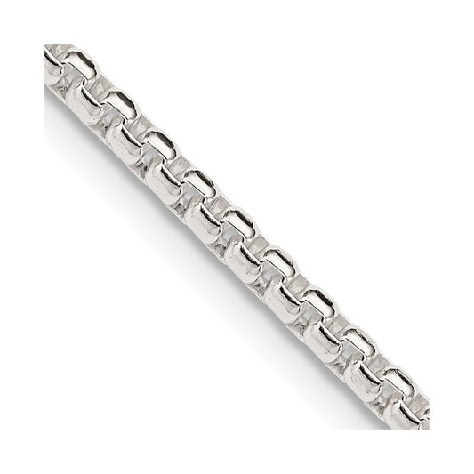 Sterling Silver 2.6mm Round Box Chain Necklace 36"