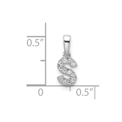 14k White Gold Diamond Letter S Initial with Bail Pendant