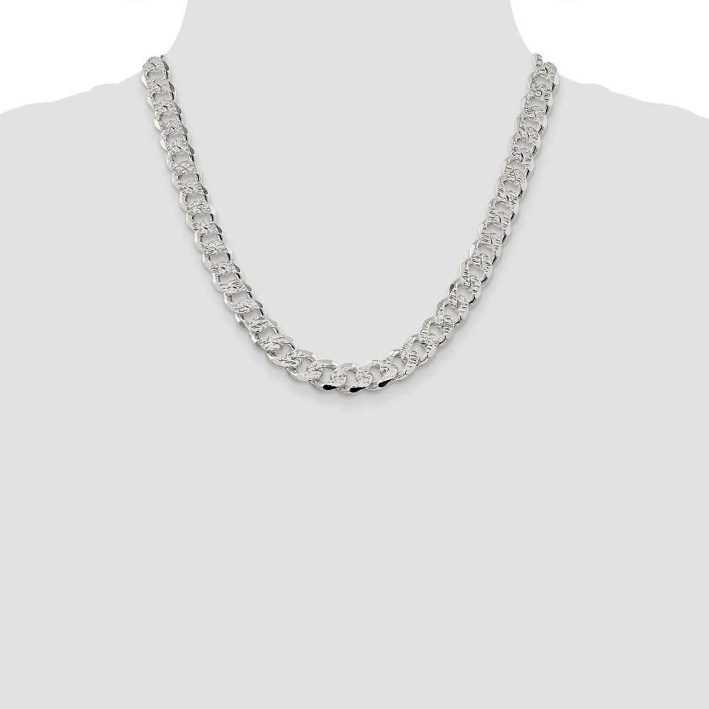 Sterling Silver 11.0mm Pav� Curb Chain Necklace 20"
