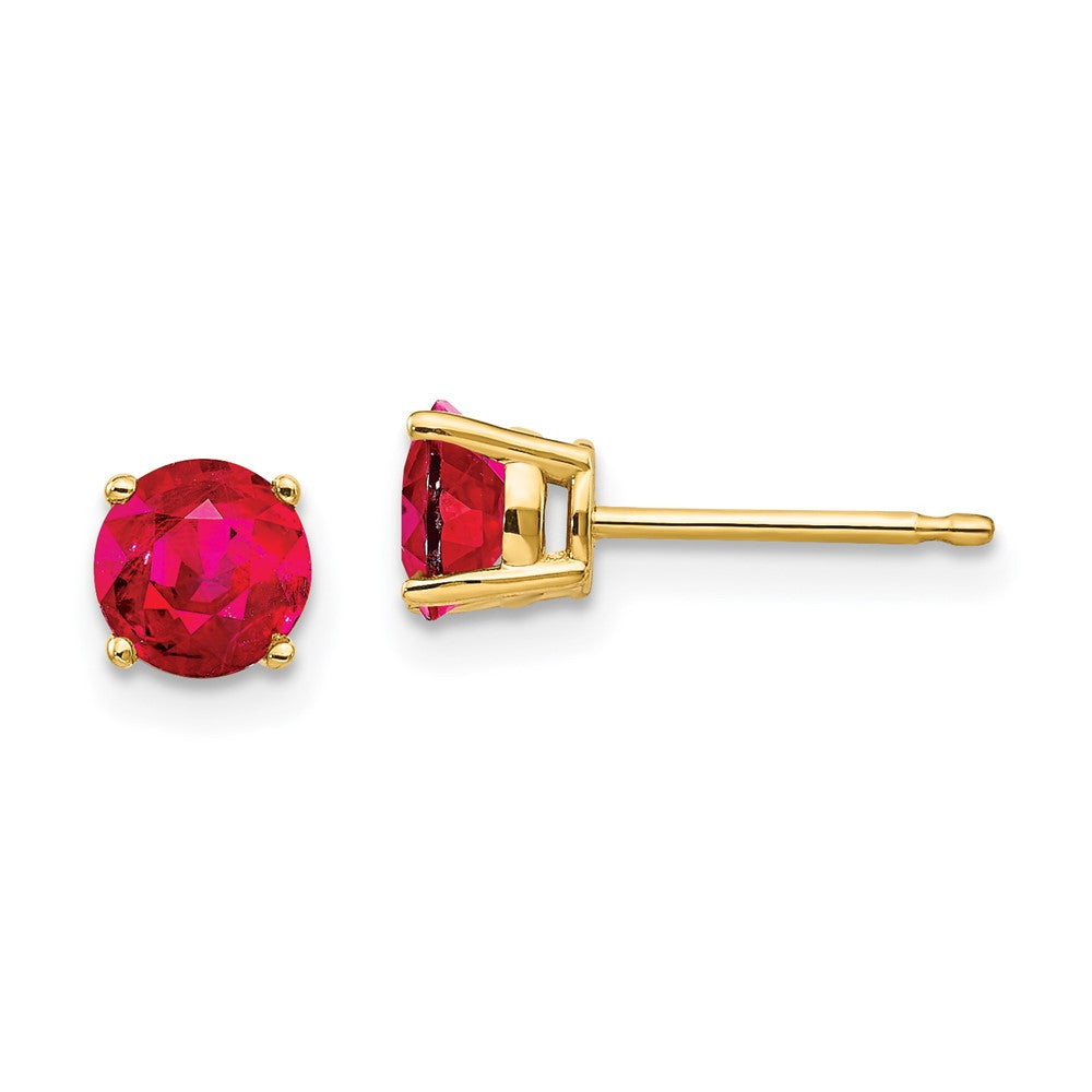 14k Yellow Gold Ruby Stud Earrings