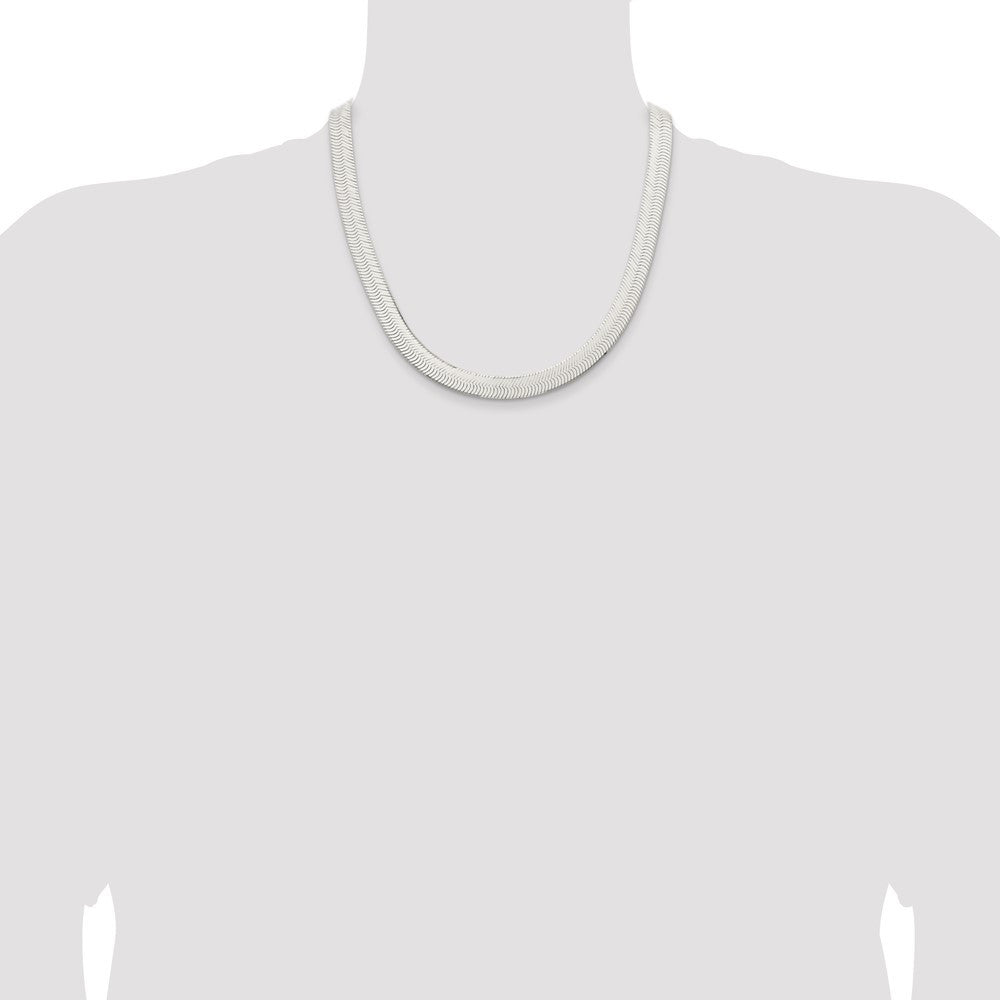 Sterling Silver 10.5mm Magic Herringbone Chain Necklace 20"