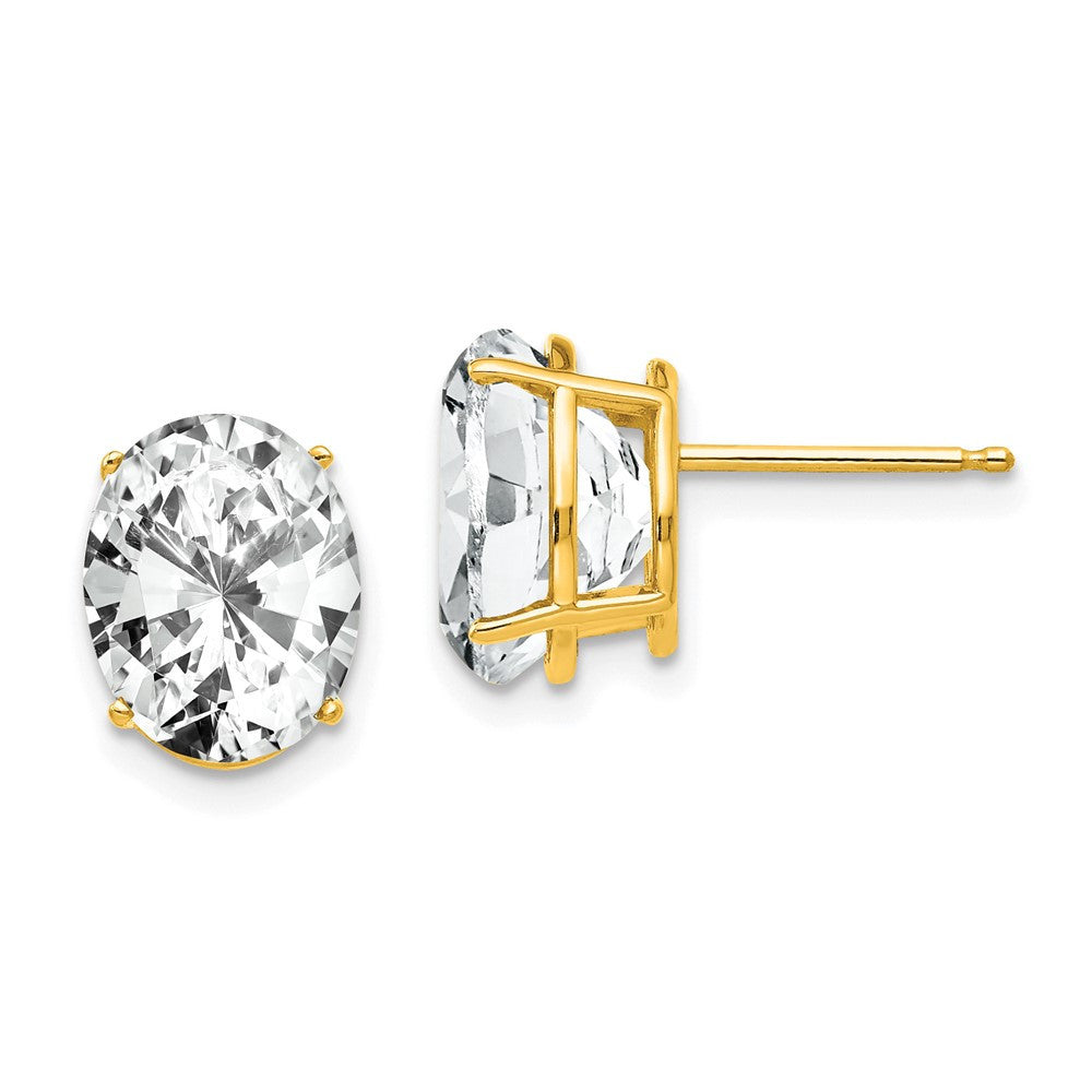 14k Yellow Gold 10x8mm Oval Cubic Zirconia Stud Earrings