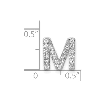 14k White Gold Diamond Letter M Initial Charm Pendant